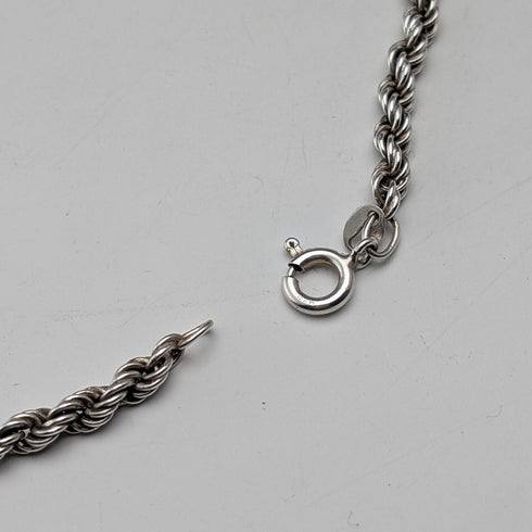英國復古純銀扭紋鏈項鍊 62公分 16克 JM
