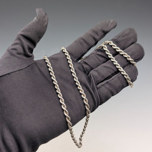 英國復古純銀扭紋鏈項鍊 62公分 16克 JM