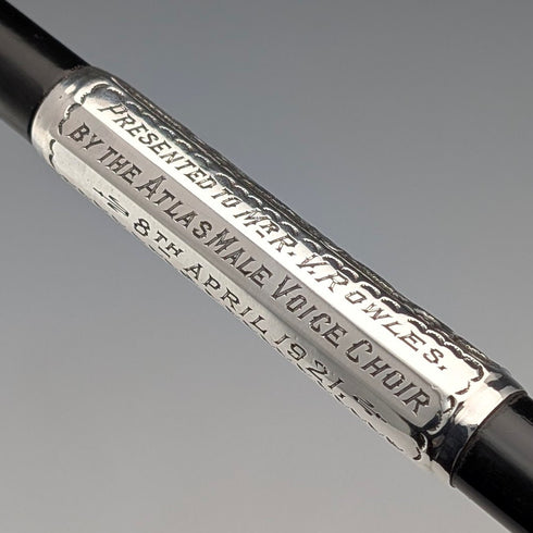 1917年 英国アンティーク 純銀装飾 指揮棒 コンダクターバトン Ebenezer Newman ケース入り