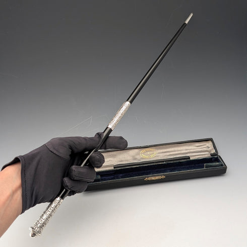 1917年 英国アンティーク 純銀装飾 指揮棒 コンダクターバトン Ebenezer Newman ケース入り