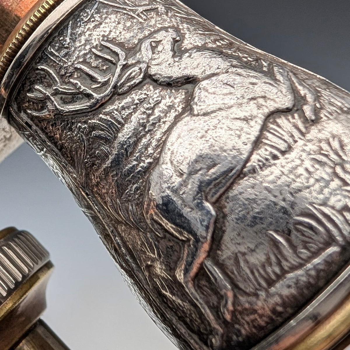 1900年頃 アンティーク シルバープレート製 ハンティング装飾 オペラグラス 双眼鏡 1900年頃 アンティーク シルバープレート製 ハンティング装飾
