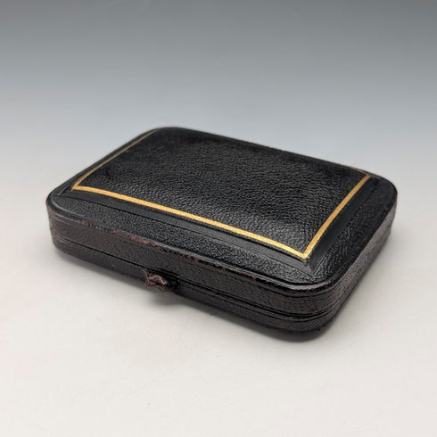 1880 British antique sterling silver cigarette case, 51g, with case, Hilliard & Thomason