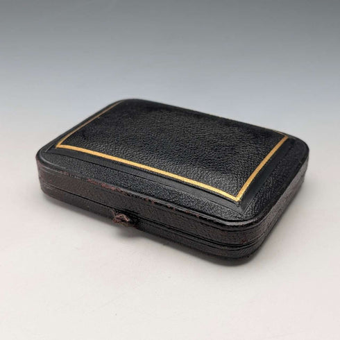1880 British antique sterling silver cigarette case, 51g, with case, Hilliard & Thomason