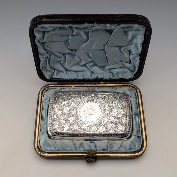 1880 年英國古董純銀煙盒,51 克,附盒,Hilliard & Thomason