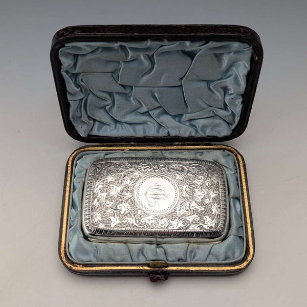 1880年 英国アンティーク 純銀製 シガレットケース 51g ケース入 Hilliard&Thomason
