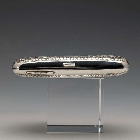 1880 British antique sterling silver cigarette case, 51g, with case, Hilliard & Thomason
