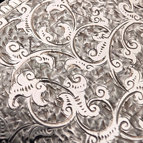 1880 British antique sterling silver cigarette case, 51g, with case, Hilliard & Thomason