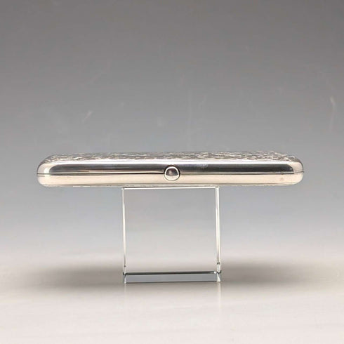 1895 British antique sterling silver double door card case, 123g, Deakin & Francis