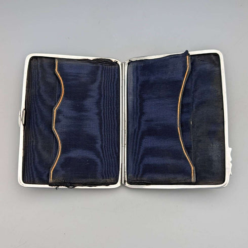 1898 British antique embossed sterling silver double door card case, 101g, Henry Matthews