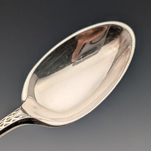 1910 British antique sterling silver tea spoons and sugar tongs set, 6 pieces, 100g, case included, Joseph Rodgers & Sons