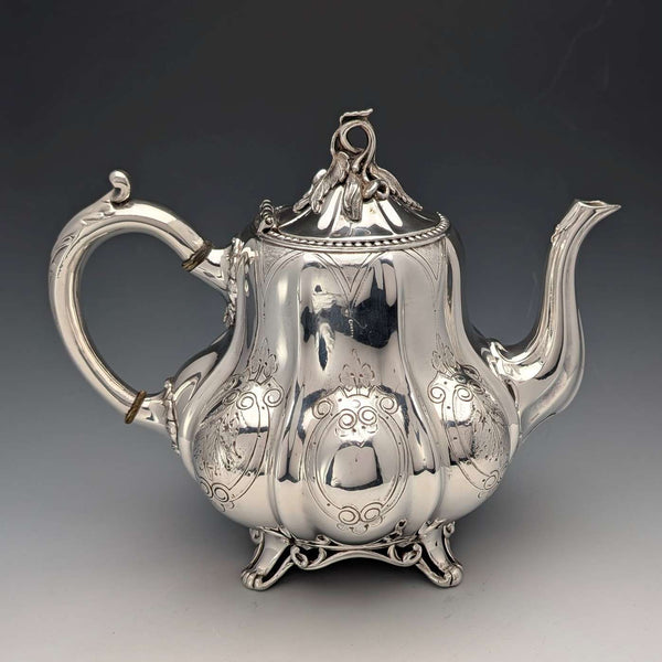 19世紀末英國古董銀盤茶壺 Shaw & Fisher