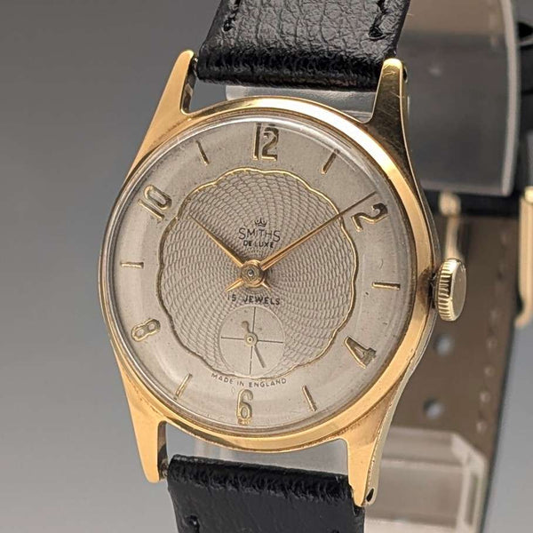 1950年代 英国ヴィンテージ スミス 腕時計 SMITH DeLux AB331 15石機械式 デニソンケース 動作良好