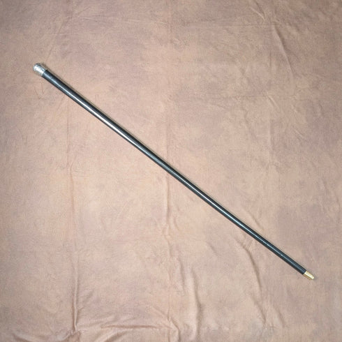 1889年 英国アンティーク ブラックシャフト 純銀製ロンデルハンドル 軽量ステッキ 杖 88cm