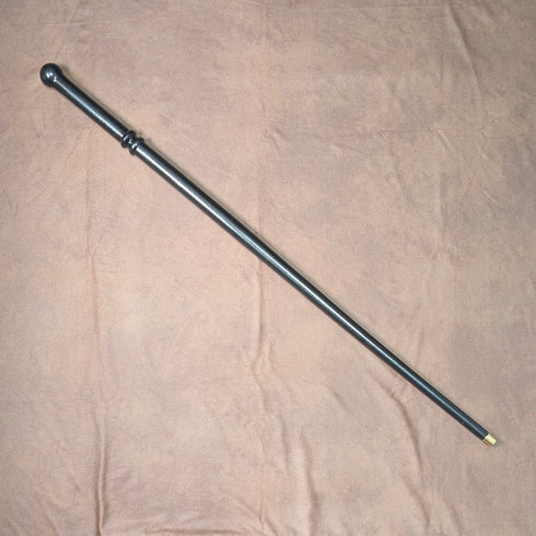 Vintage black shaft rondelle handle walking stick 85cm
