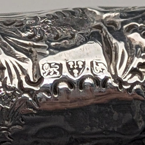 1906年 英国アンティーク ブラウンシャフト 曲がりハンドル 純銀装飾 ステッキ 杖 80cm