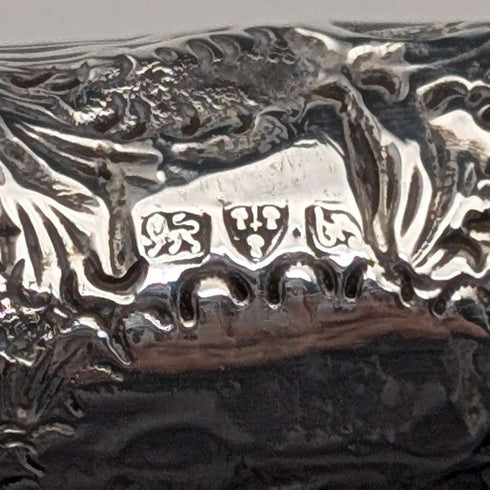 1906年英國古董棕色軸,彎曲手柄,純銀裝飾,手杖,80厘米