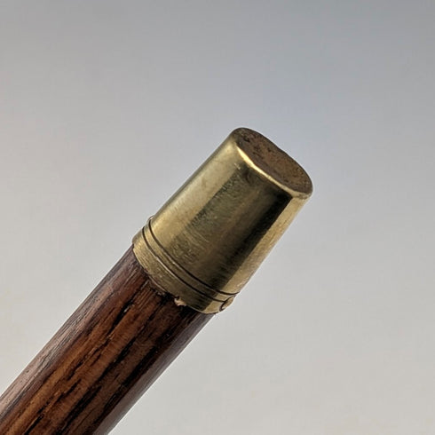 1906年 英国アンティーク ブラウンシャフト 曲がりハンドル 純銀装飾 ステッキ 杖 80cm