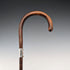 Circa 1930 British vintage brown shaft, curved handle, sterling silver decoration, walking stick, 89cm