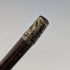 Circa 1930 British vintage brown shaft, curved handle, sterling silver decoration, walking stick, 89cm