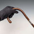 Circa 1930 British vintage brown shaft, curved handle, sterling silver decoration, walking stick, 89cm