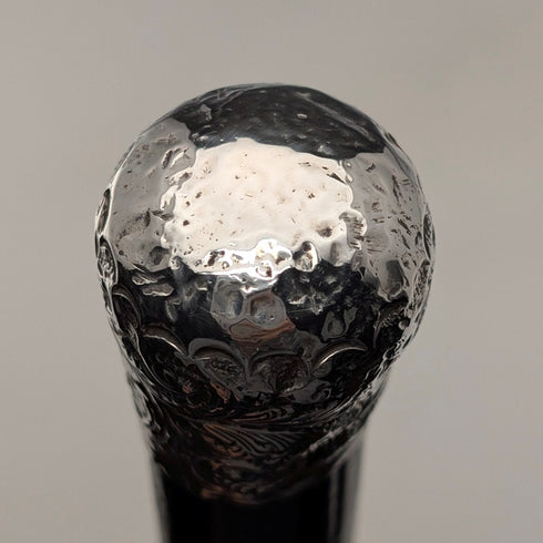 1889年 英国アンティーク ブラックシャフト 純銀製ロンデルハンドル 軽量ステッキ 杖 88cm