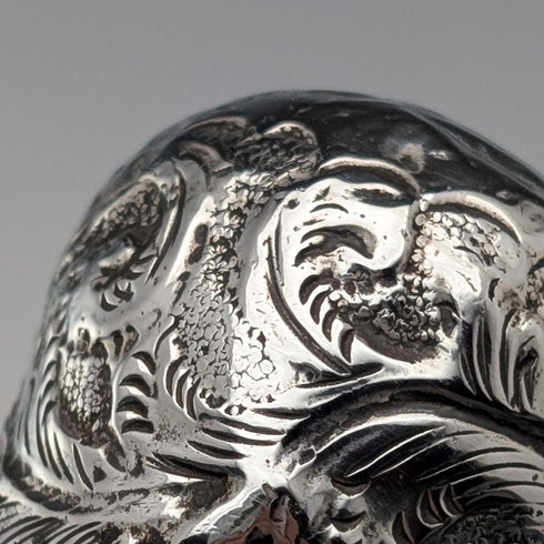 1889年 英国アンティーク ブラックシャフト 純銀製ロンデルハンドル 軽量ステッキ 杖 88cm