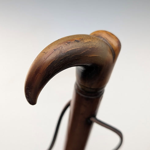 Vintage Malacca Rattan Shaft Horn Handle Small Walking Stick Cane 63cm