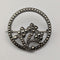 Vintage Sterling Silver Marcasite Floral Round Brooch