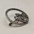 Vintage Sterling Silver Marcasite Floral Round Brooch