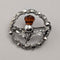Vintage British sterling silver amber stone round brooch, Ward Brothers