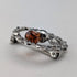 Vintage British sterling silver amber stone round brooch, Ward Brothers