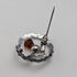 Vintage British sterling silver amber stone round brooch, Ward Brothers