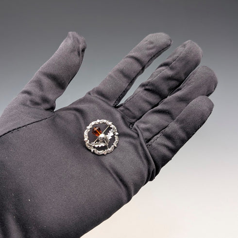 Vintage British sterling silver amber stone round brooch, Ward Brothers