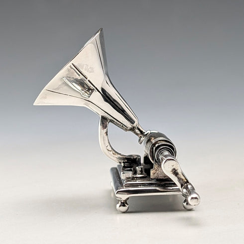 イタリア ヴィンテージ 純銀製 グラモフォン蓄音機 ミニチュア 31g MEDUSA ORO