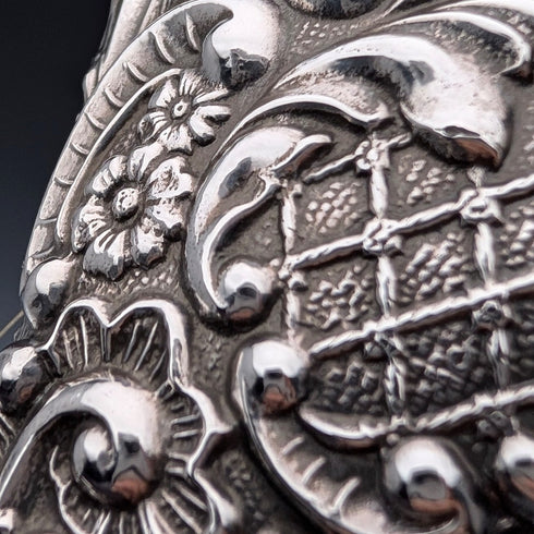 1910年 英国アンティーク 純銀装飾ハンドル ヘアブラシペア J&R Griffin