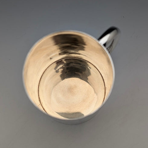 1906 British antique sterling silver flower and bird decoration mug 187g George Edward & Sons