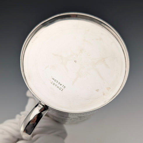 1906 British antique sterling silver flower and bird decoration mug 187g George Edward & Sons