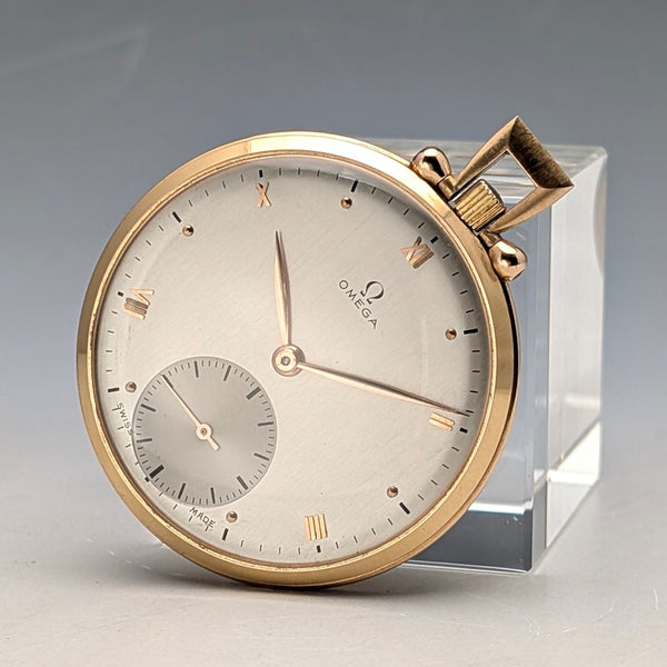 約1939年產歐米茄懷錶,K18黃金,薄型開放式錶盤,運作良好