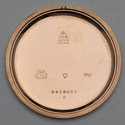 1939年頃 オメガ 懐中時計 K18イエローゴールド 薄型オープンフェース 動作良好