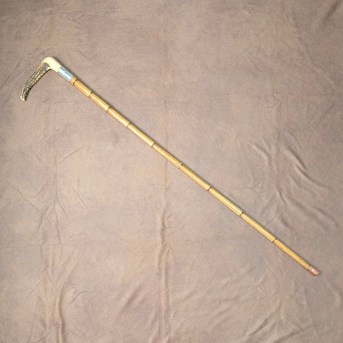 1906年 英国アンティーク タンシャフト アントラークラッチハンドル ステッキ 杖 80cm