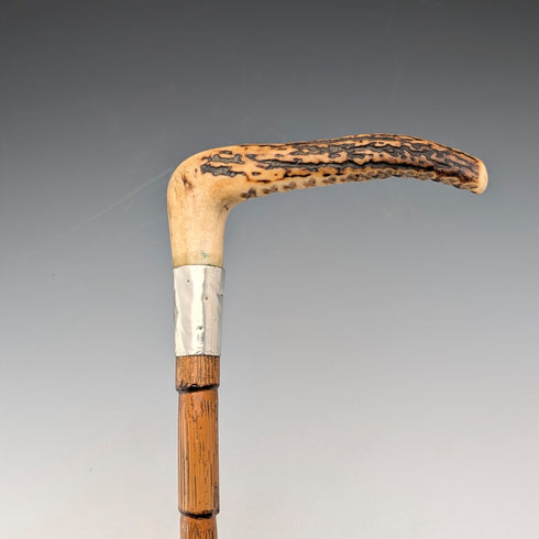 1906年 英国アンティーク タンシャフト アントラークラッチハンドル ステッキ 杖 80cm