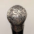 1910 British antique black shaft sterling silver rondelle handle walking stick 84cm
