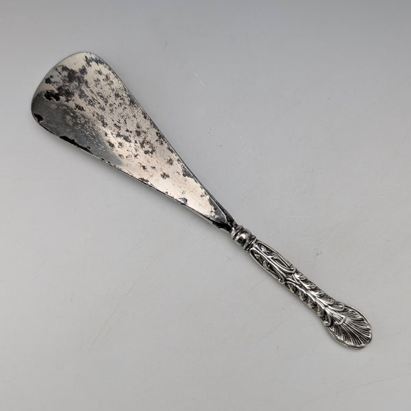 1905 British antique pure silver handle shoehorn by William Devenport