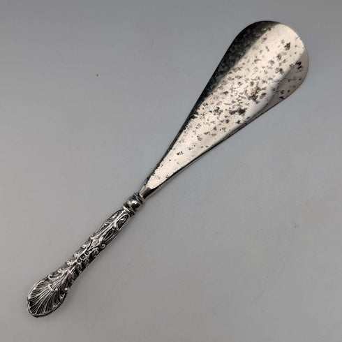 1905 British antique pure silver handle shoehorn by William Devenport
