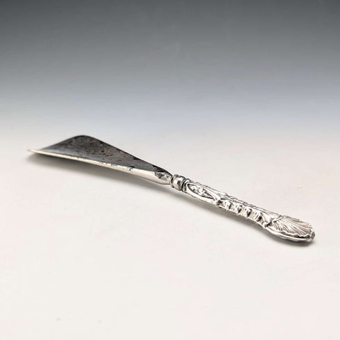 1905 British antique pure silver handle shoehorn by William Devenport