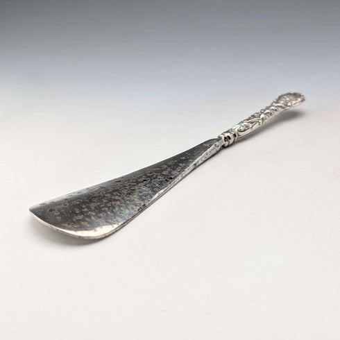 1905 British antique pure silver handle shoehorn by William Devenport