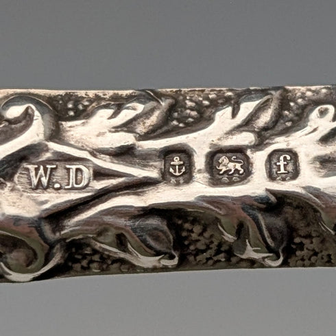 1905年 英国アンティーク 純銀ハンドル シューホーン 靴べらWilliam Devenport