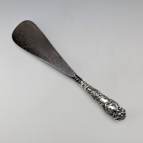 1904 British antique pure silver handle shoehorn by Joseph Gloster