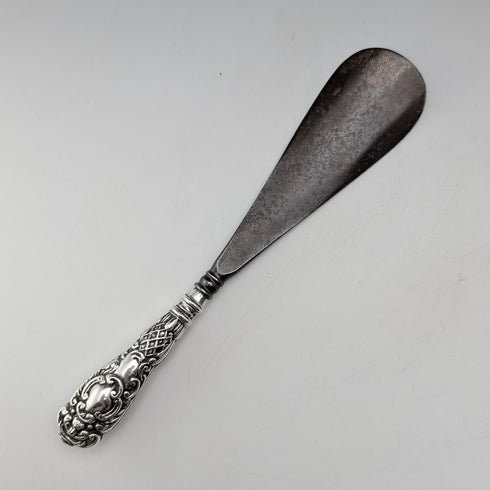 1904 British antique pure silver handle shoehorn by Joseph Gloster