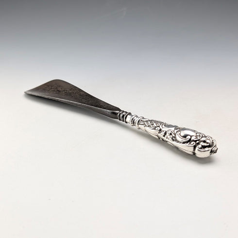 1904 British antique pure silver handle shoehorn by Joseph Gloster